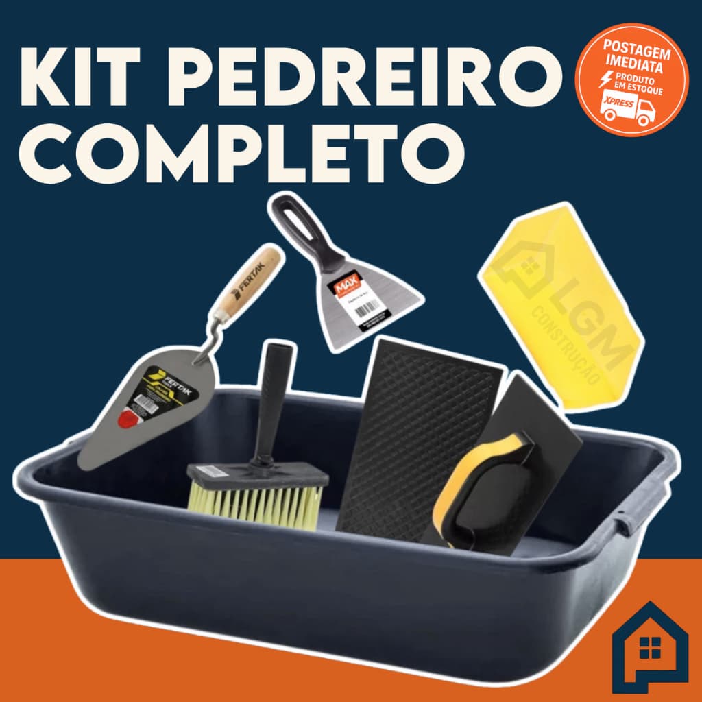Kit Caixa de Massa Masseira 22L + Colher de Pedreiro e Acessórios Envio ja PROMOÇÃO