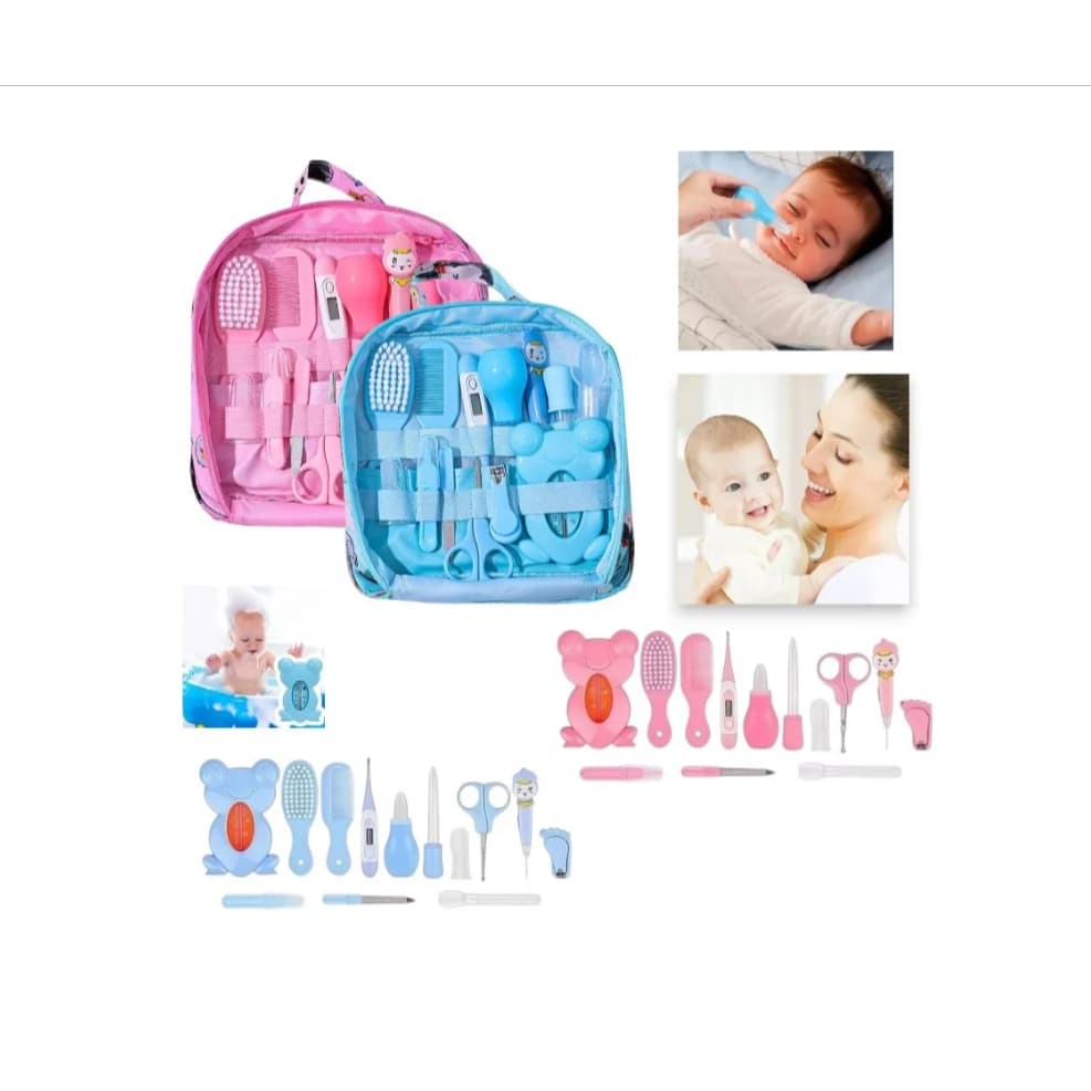 Kit 13 Peças Higiene Cuidado Bebe Cuidados Com O Bebê Recém Cortador Escova Cabelo Unha Pente