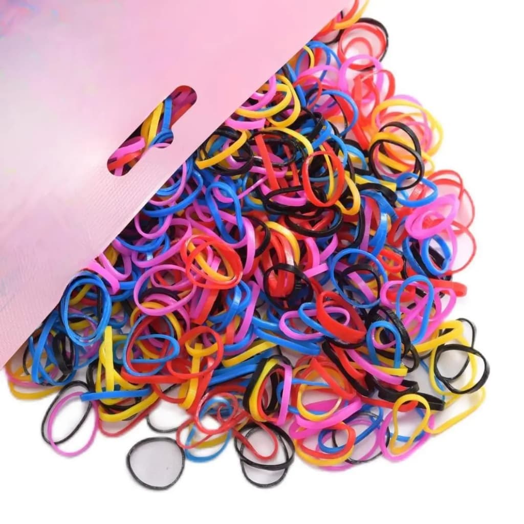Kit 1200 Peças Bolsa Elástico De Cabelo Feminino Descartável Multicolorido