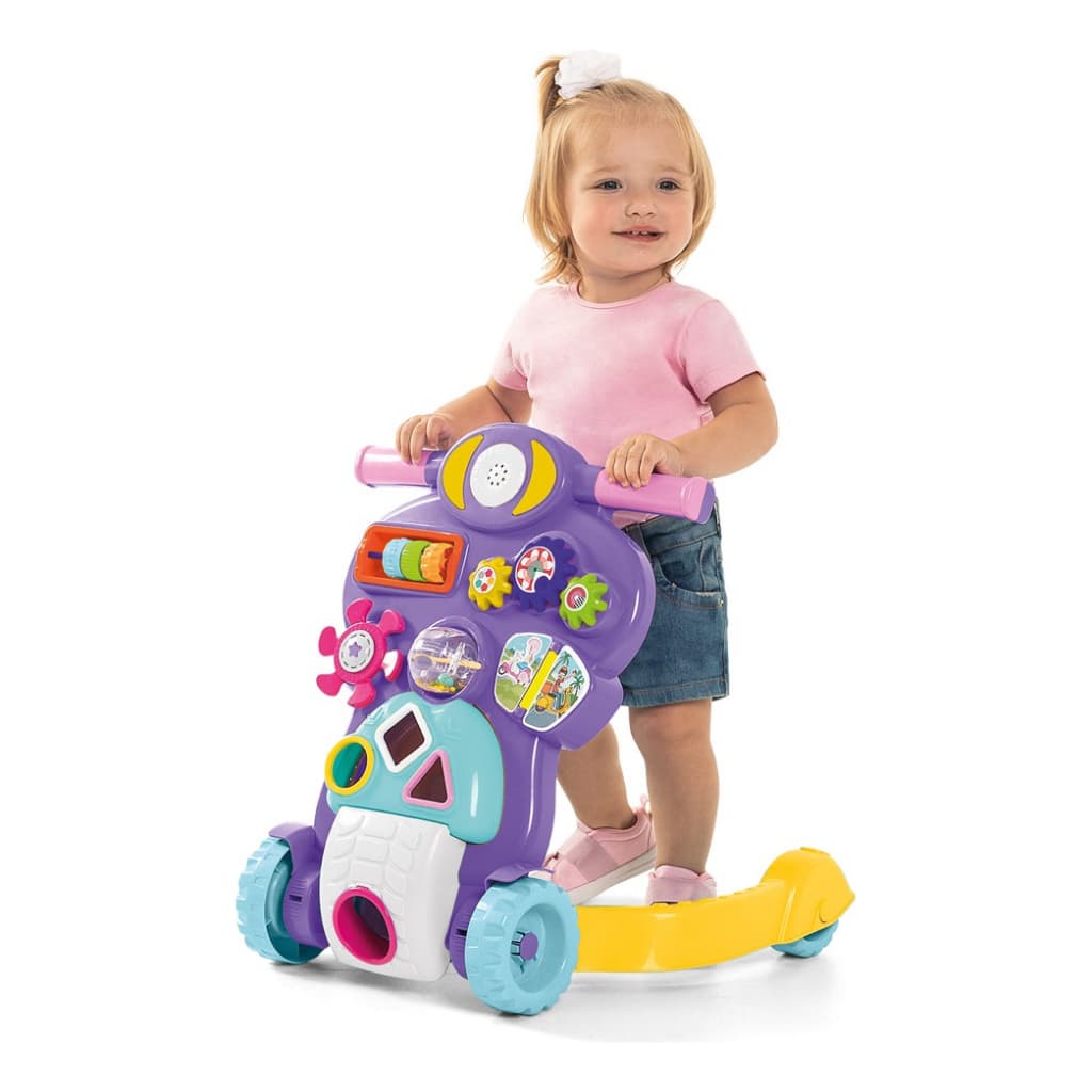 Andador Empurrador Infantil Bebê Piloto Com Luz e Som Rosa E Branco Meninos e Meninas Feminino Masculino
