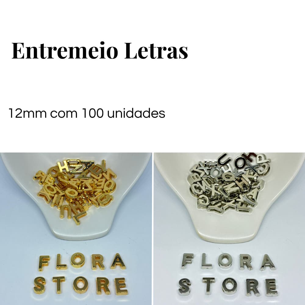 Entremeio Passante Letras Em ABS Tamanho 12mm Com 100 Unidades