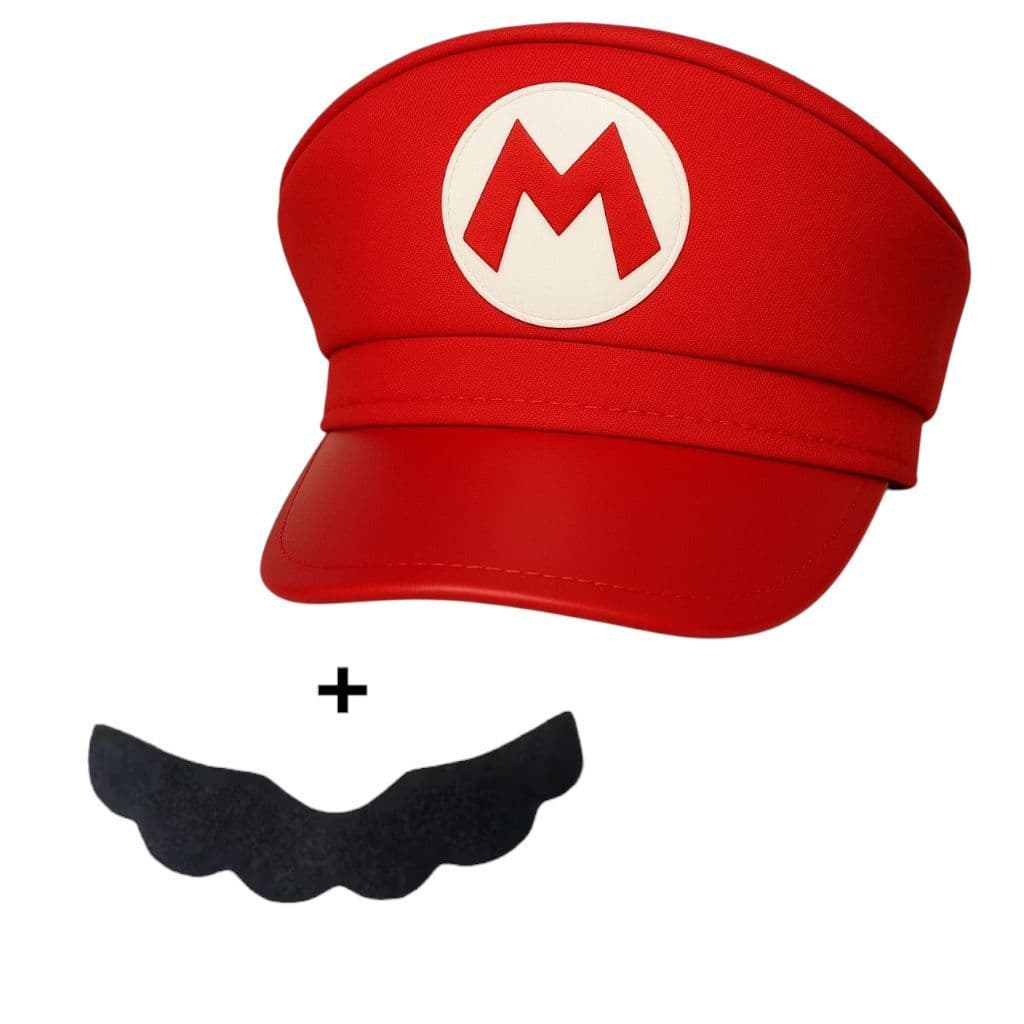 Quepe Super Mario Bros INFANTIL Luxo / Boina / Chapéu  (+Bigode)