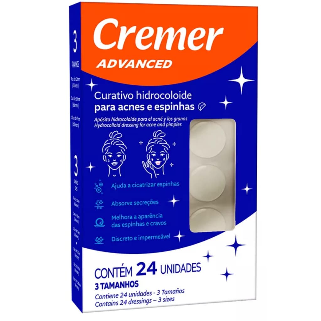 Curativo Hidrocoloide Para Espinhas e Acnes Advanced Cremer - 24 Unidades