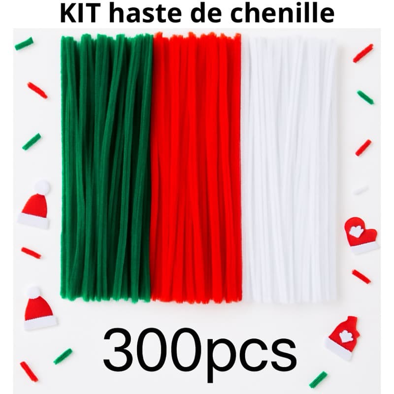 KIT 300/200 PÇS  Haste de chelline 30cm limpador de cachimbo para artesanato, decoração, Natal