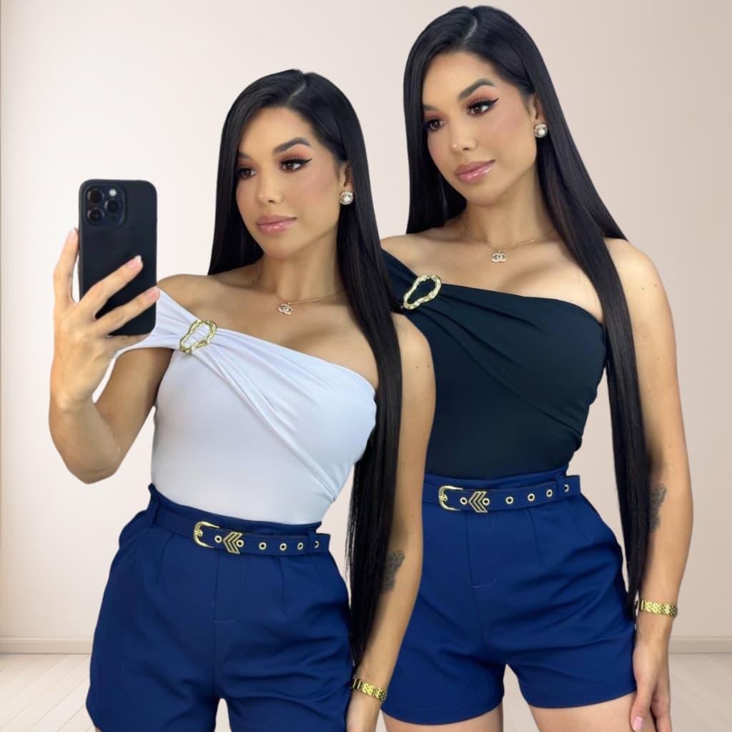 Kit 2 Body Feminino Ombro Só Mula Manca com Fivela Poliamida Suplex Look Elegante Orgânico bori body