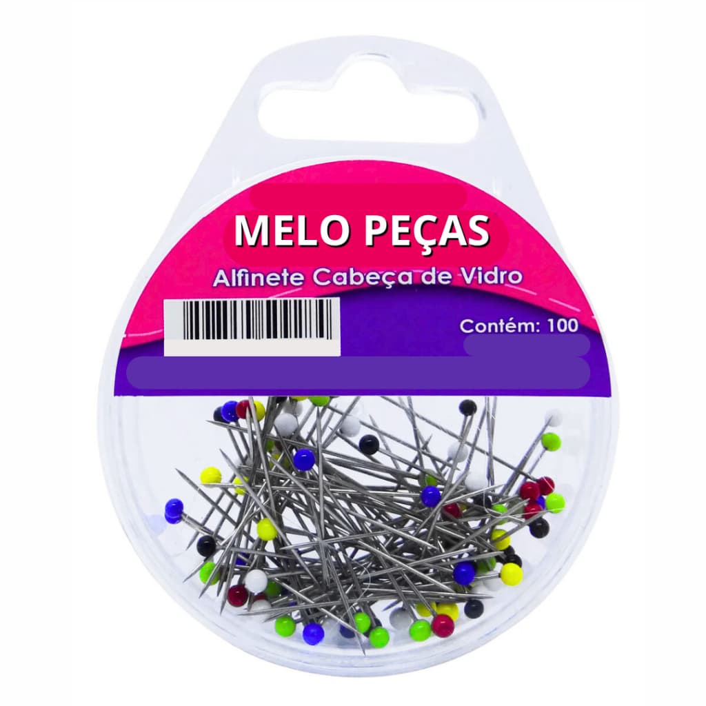 Alfinete Cabeça de Vidro Com 100 Unidades