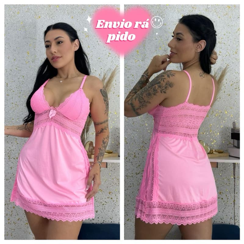 Camisola Femina + Dettalhes Em Renda+ Sem Bojo+ Pijama Curto+ Linha Noite