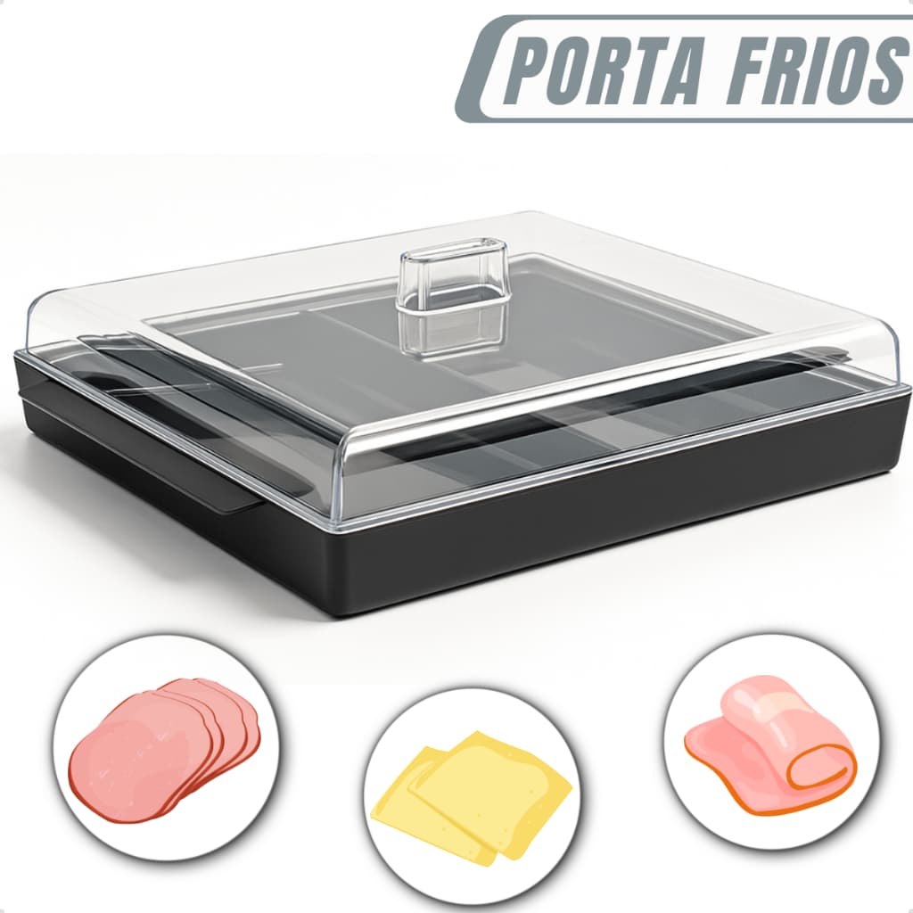 Porta Frios Duplo Com Tampa Resistente Pote Organizador Para Geladeira Com Divisória Bonito E Prático Presunto E Queijo