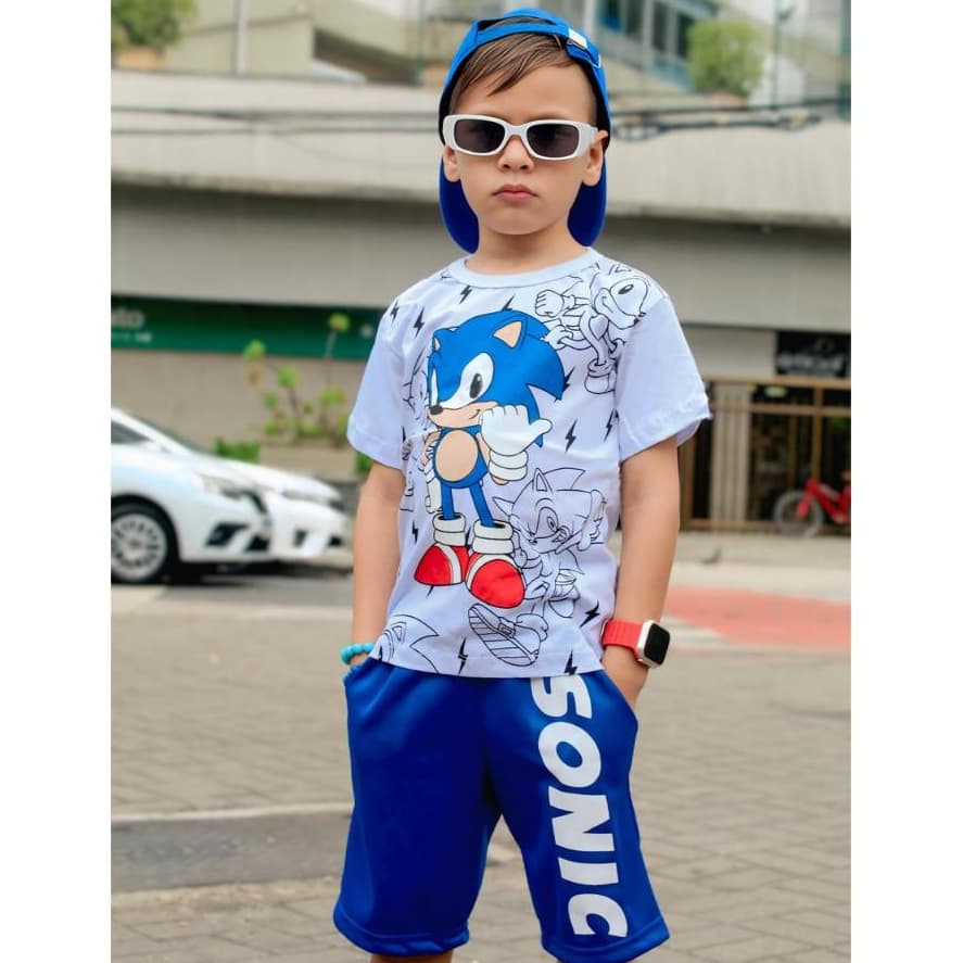 Conjunto Infantil Sonic Masculino Kit Personagens Roupa verao 2025