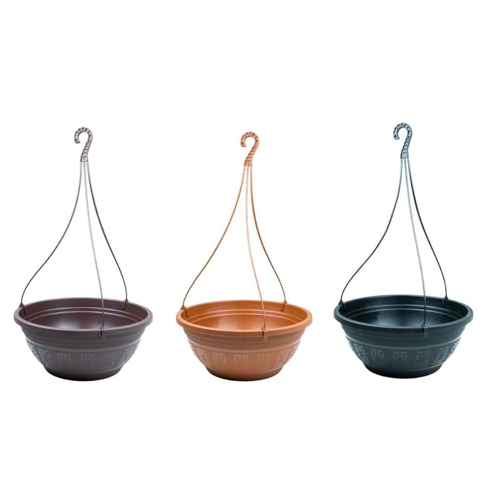 KIT 3 Vasos Redondo 6 Litros Pendente com Alça 50cm P/ Plantas e Flores Jardinagem