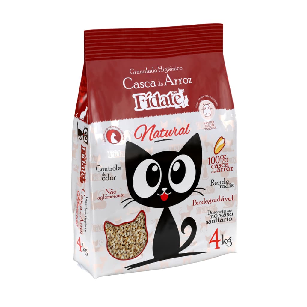 Areia Para Gato Natural 4kg Fídate Pellets Casca de Arroz Para Roedores Coelho Hamster