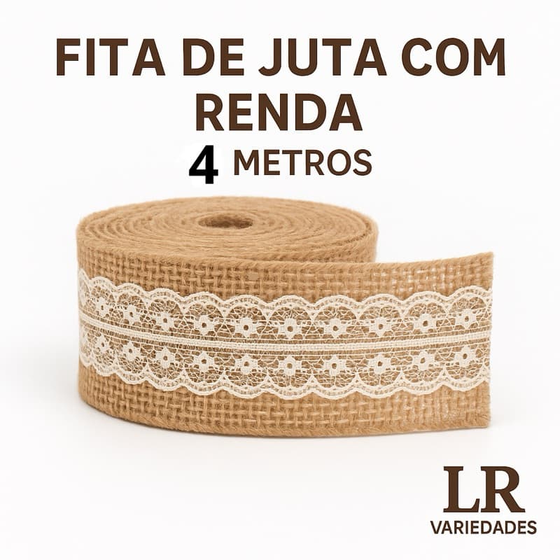 Fita De Juta Com Renda Natural 5cm 2m/4m  Para laços, Artesanato, Decoração, festa e embalagem