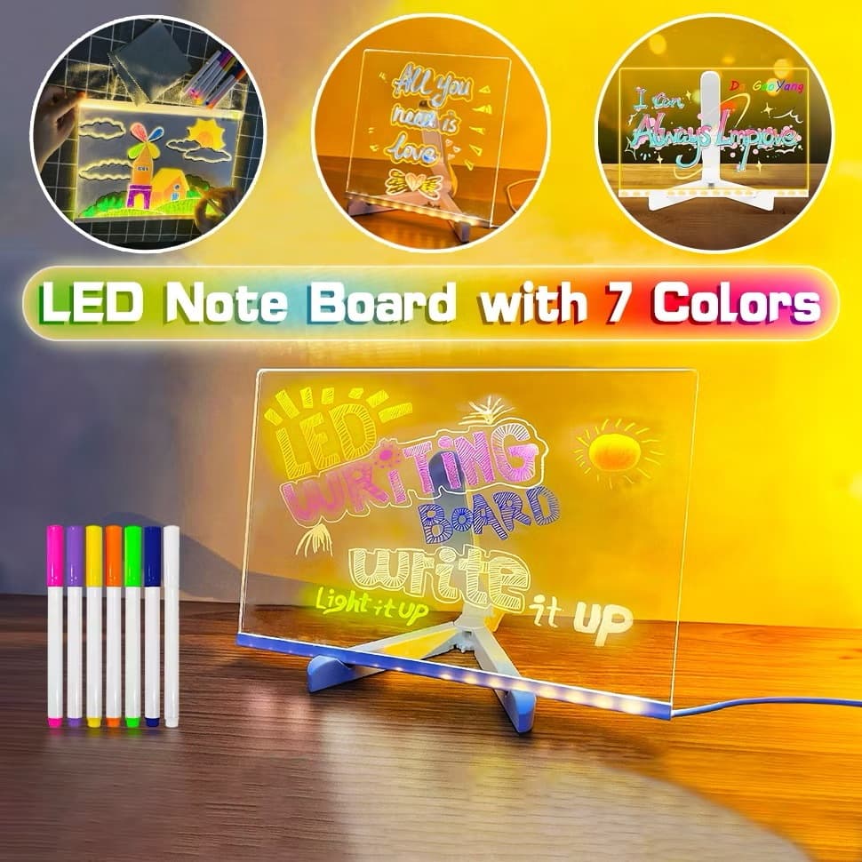 Luminária LED Escrever Abajur 3D 15X1520X2030X20quadro de notas tela pra escrever decoração quarto sala casa em acrílico