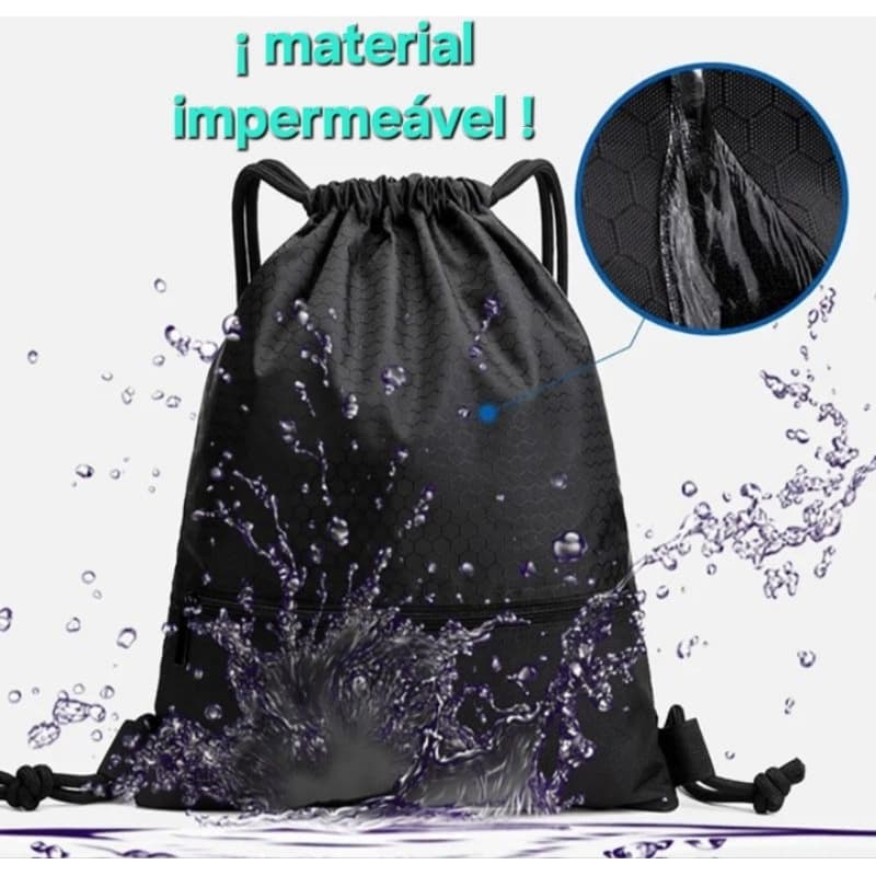 mochila saco esportivo com fechamento cordão impermeável  com estampas variadas modelo unissex