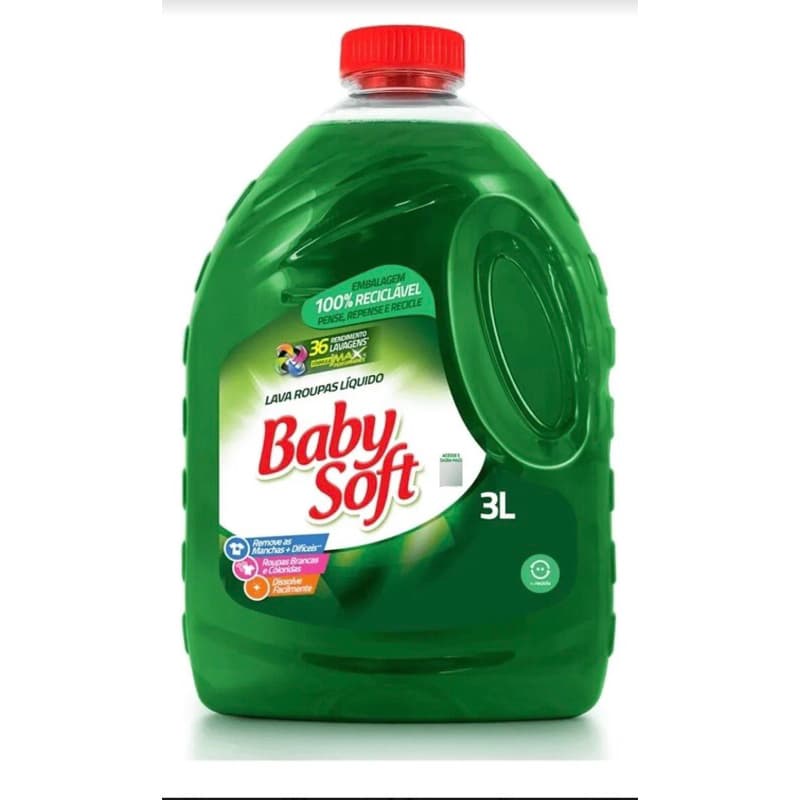 Lava Roupas Líquido Baby Soft Max Performance Verde 3L – Limpeza Profunda com Cuidado e Perfume