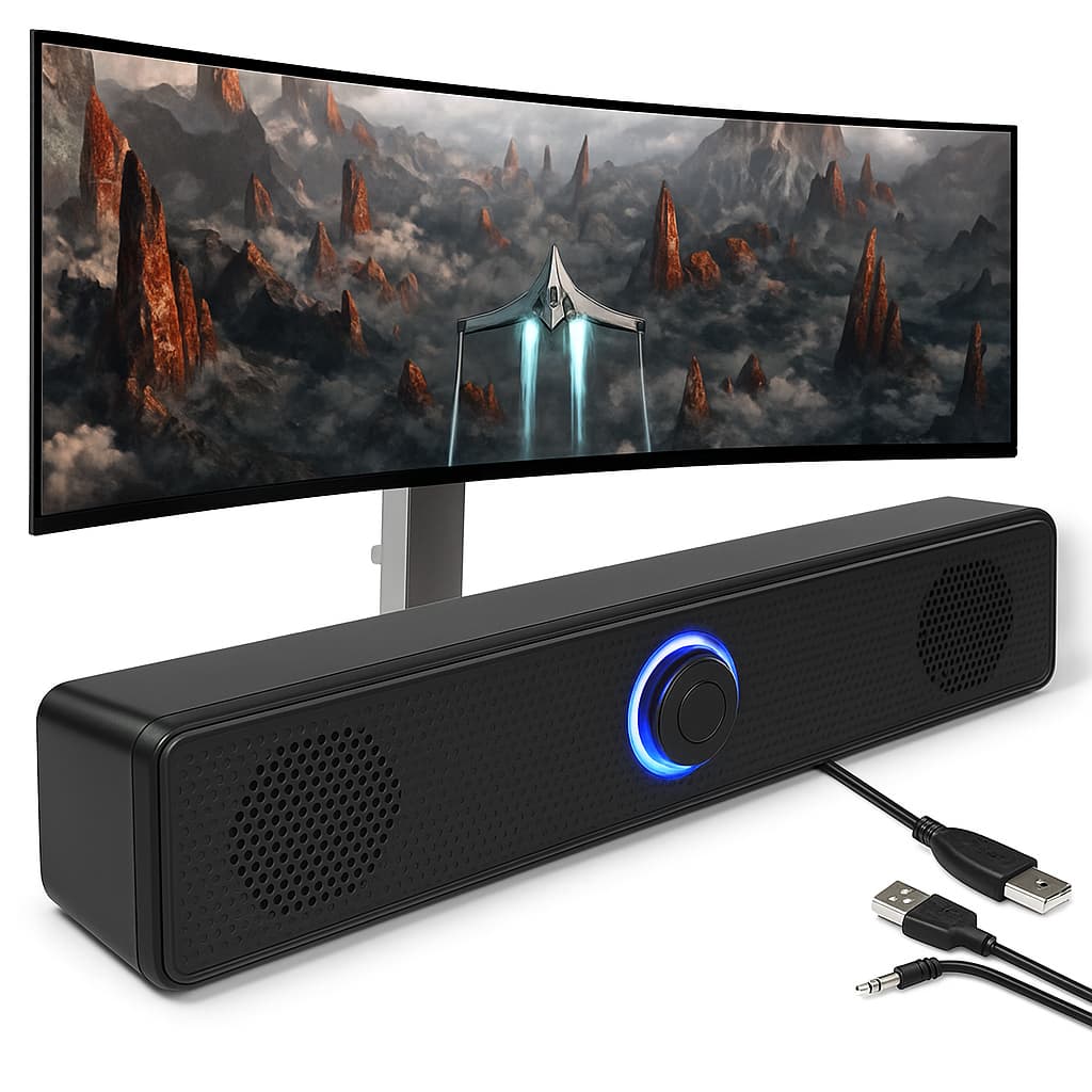 Caixa De Som Gamer Multimidia Soundbar Led Para Tv Smart e Computador