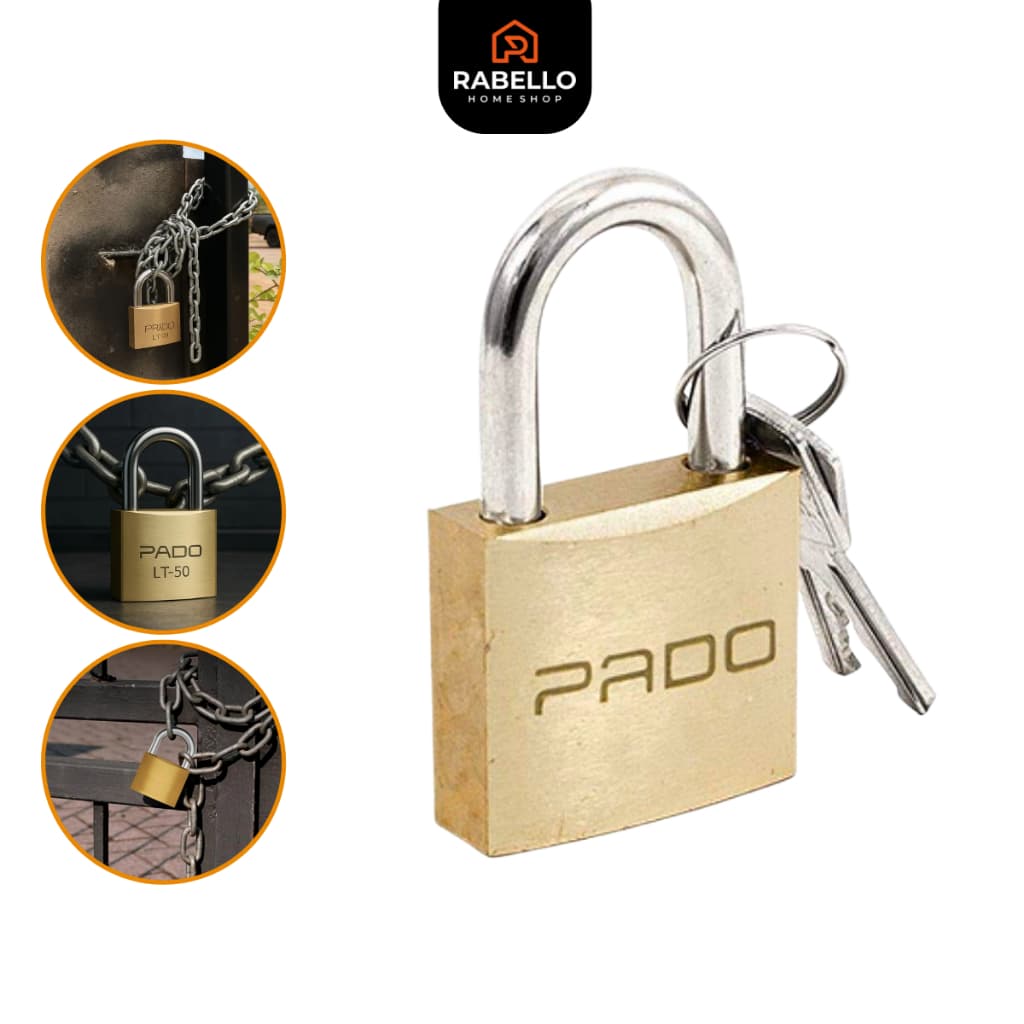 Cadeado Pado Original Latão Aço Com Chaves Mala Viagem Bagagem segurança Armario Trava Portão Janela