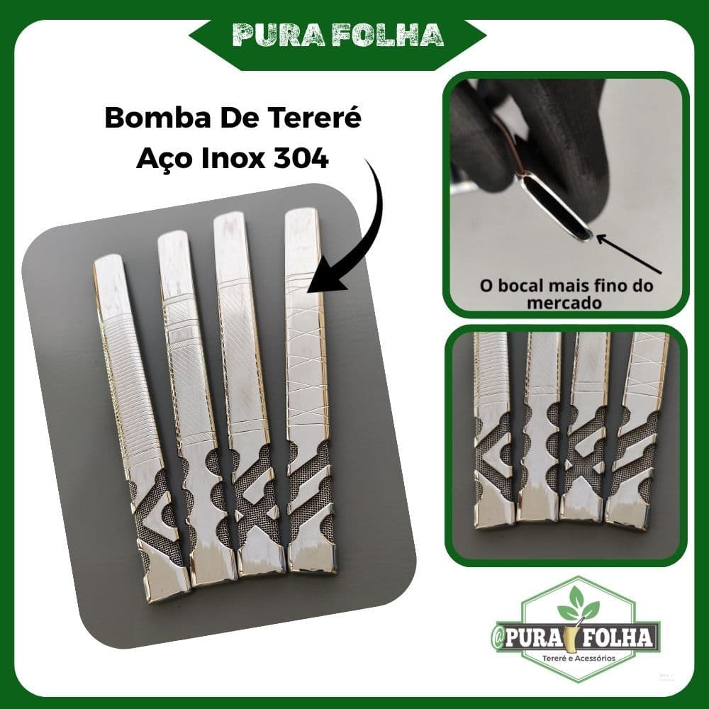 Bomba Tereré - Inox 304 - Polida e Espelhada