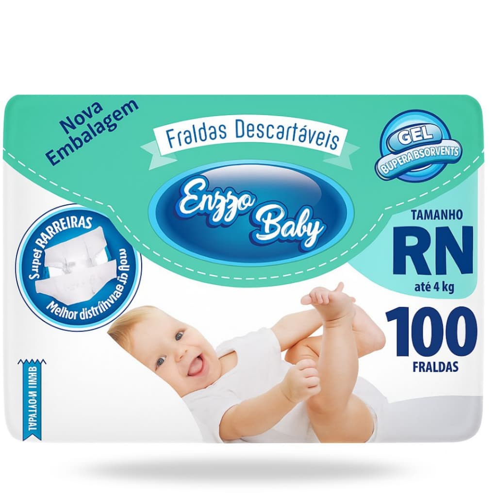 Fralda Descartavel Enzzo Mega Pacotão  Recém Nascido  Rn 100 Unidades