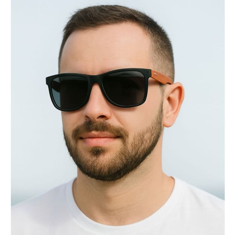 Óculos de sol de Madeira Bambu Premium Masculino Quadrado,  Proteção UV400