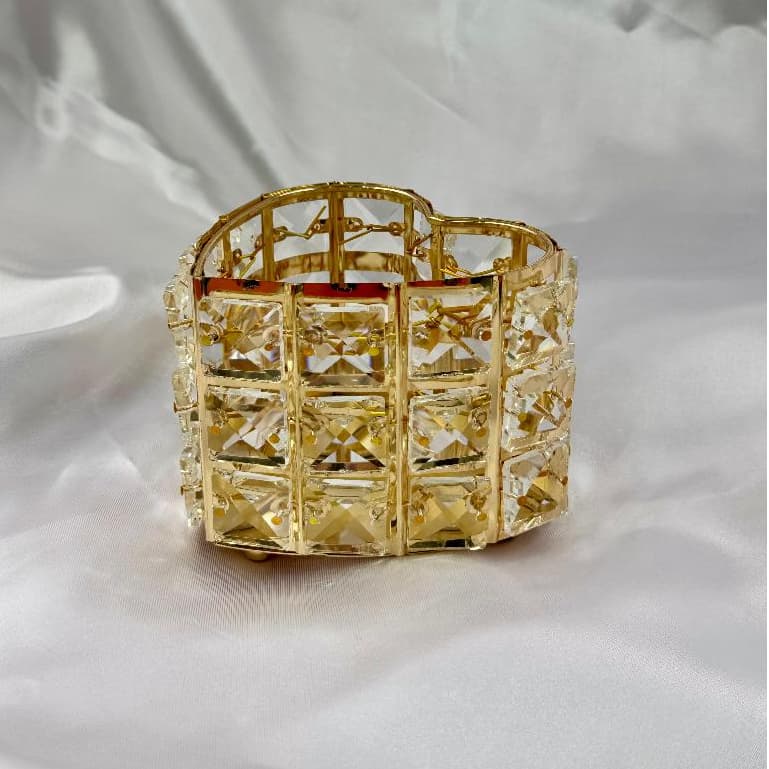 ✨ Porta-Pincéis/Porta-Vela Dourado com Cristais – Organização e Luxo na Sua Penteadeira YZ023-019