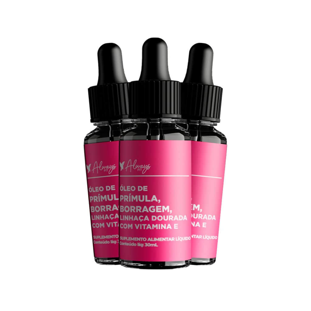 Composto Meno - AlwaysFit  - FemmeCalm - Óleos de Prímula, Borragem, Linhaça e Vitamina E - 3 Un