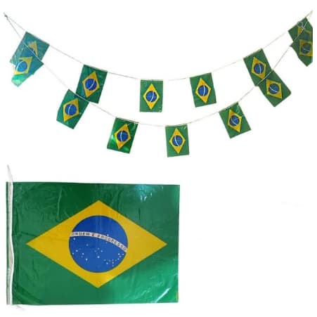 Varal De Bandeiras Do Brasil 7m Aproximadamente Com 15 Bandeirinha 20 X30cm Faixa de Rua REF:95862