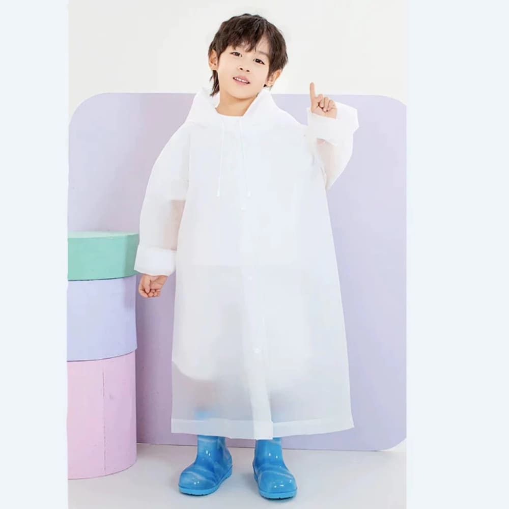 Capa de Chuva Infantil Unissex com ESPAÇO PARA MOCHILA Escolar - PVC 90% Puro, Impermeável e Seguro para as Crianças