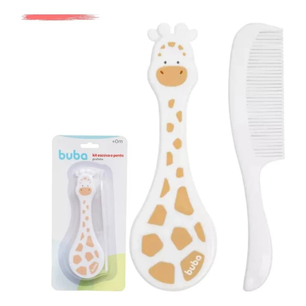 Kit Escova E Pente Infantil Bebê Girafa 14987 Buba