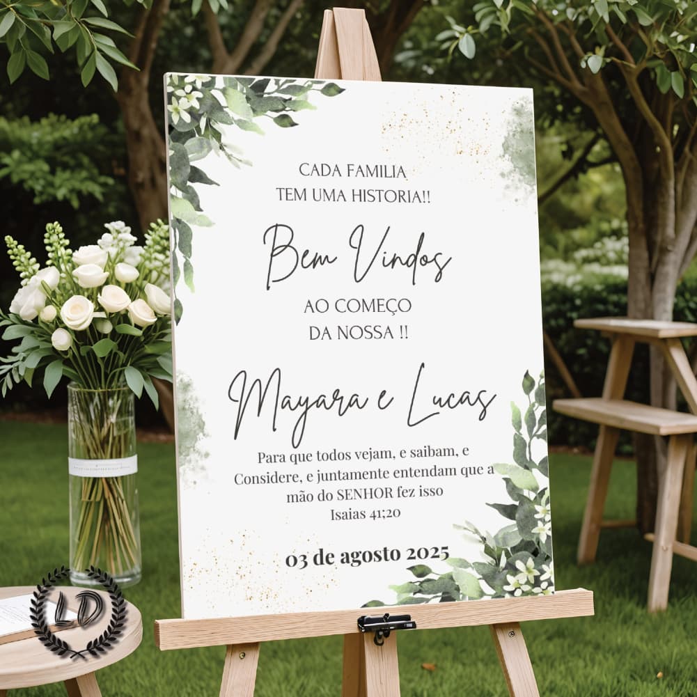 Placa Para Recepção de Casamento Bem Vindos Personalizado