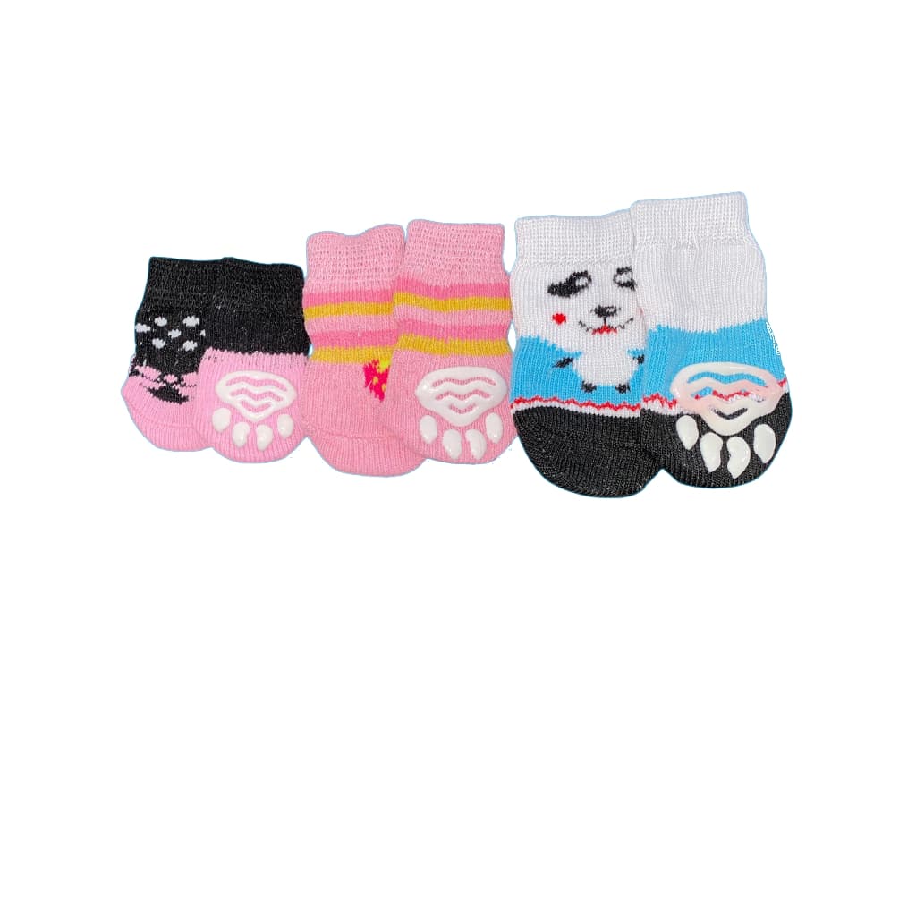 Kit 4 Unidades Meias Antiderrapantes CariPet para Cachorro e Gatos Proteção Conforto para Patas Pet