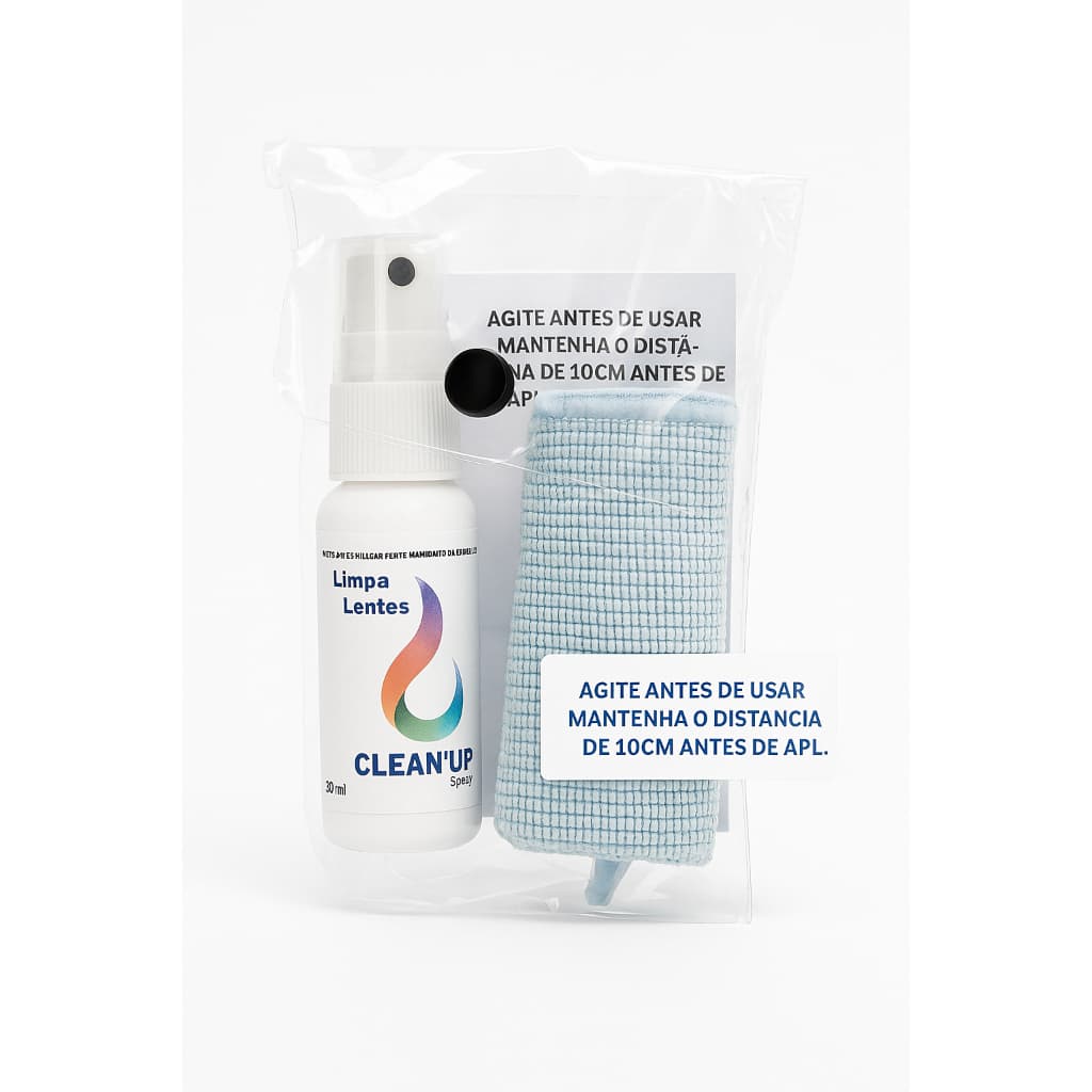 Kit Limpa Lentes 25ML + Flanela Mágica, Limpa Gordura, Telas, Câmeras, Monitores, Celular, Vidros