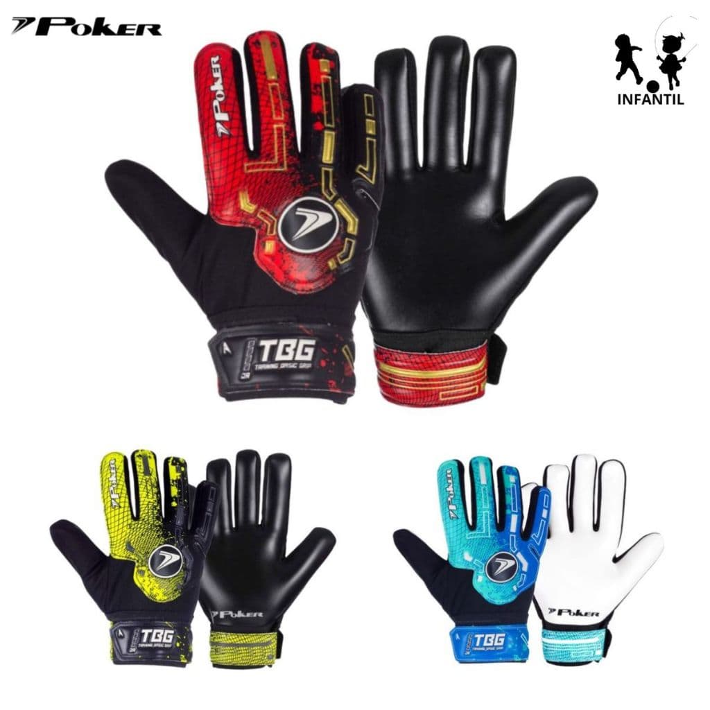 Luva de Goleiro Infantil Training Basic Poker - Aderência Conforto e Segurança para Jovens Atletas
