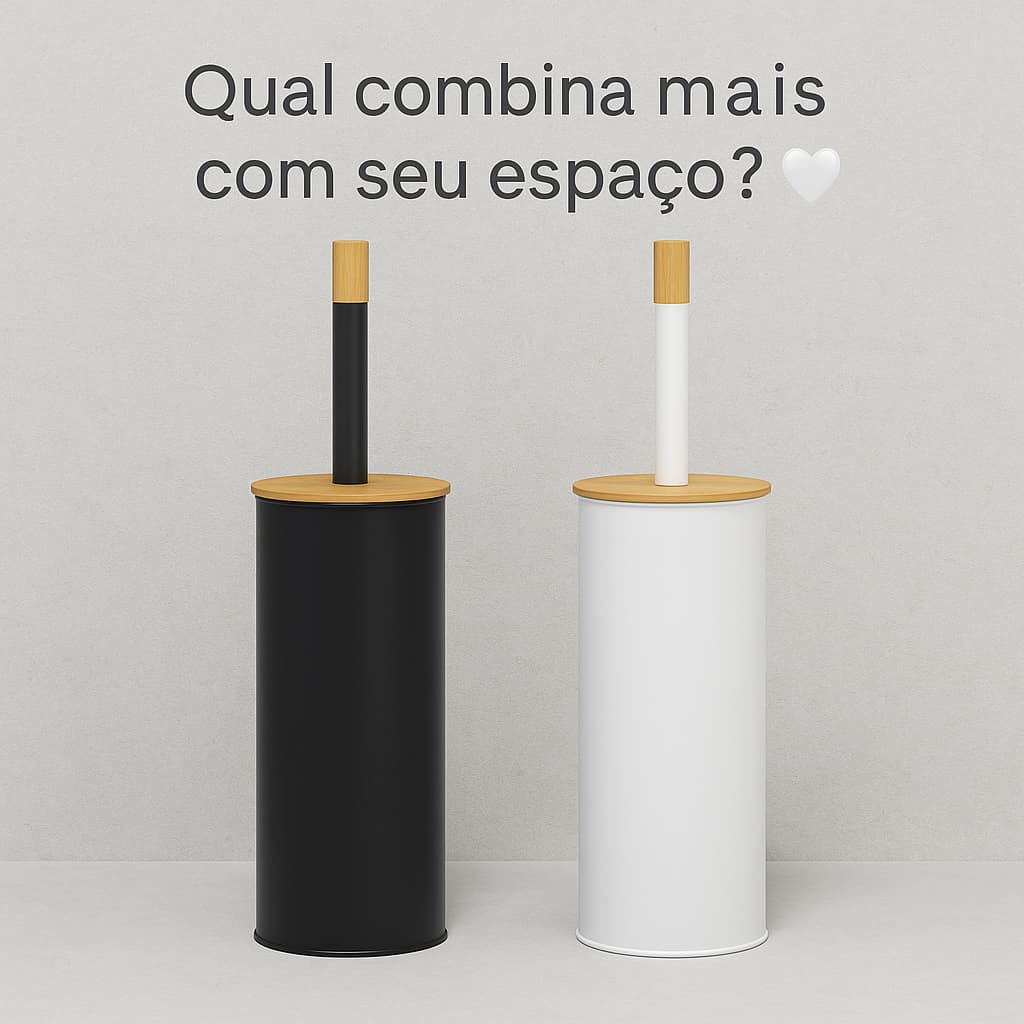 ✅Escova Sanitária Luxo Moderna com Suporte • Metal & Bambu | Elegância e Higiene no Banheiro 🔝