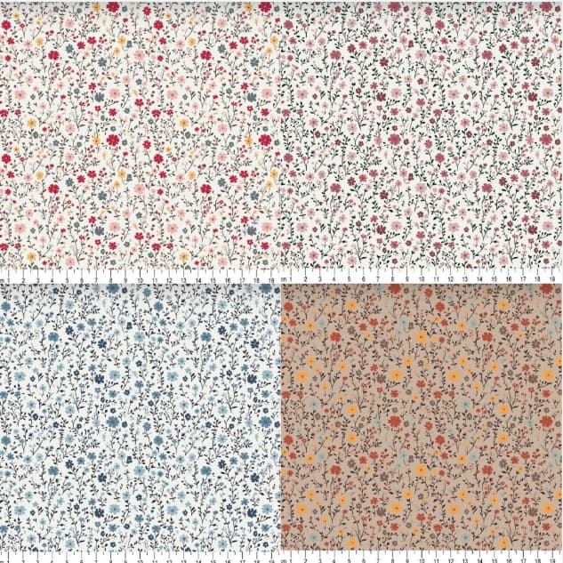 Estampado Floral Vintage, Tecidos Caldeira TRICOLINE 100% ALGODÃO 50cm x 1,50m