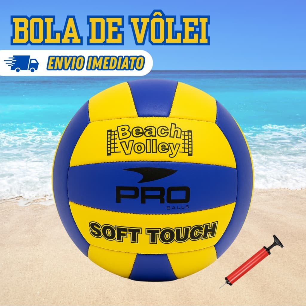 Kit Bola De Vôlei Praia Quadra Areia Voleibol Colorida Bomba de Inflar Tamanho Padrão Treino