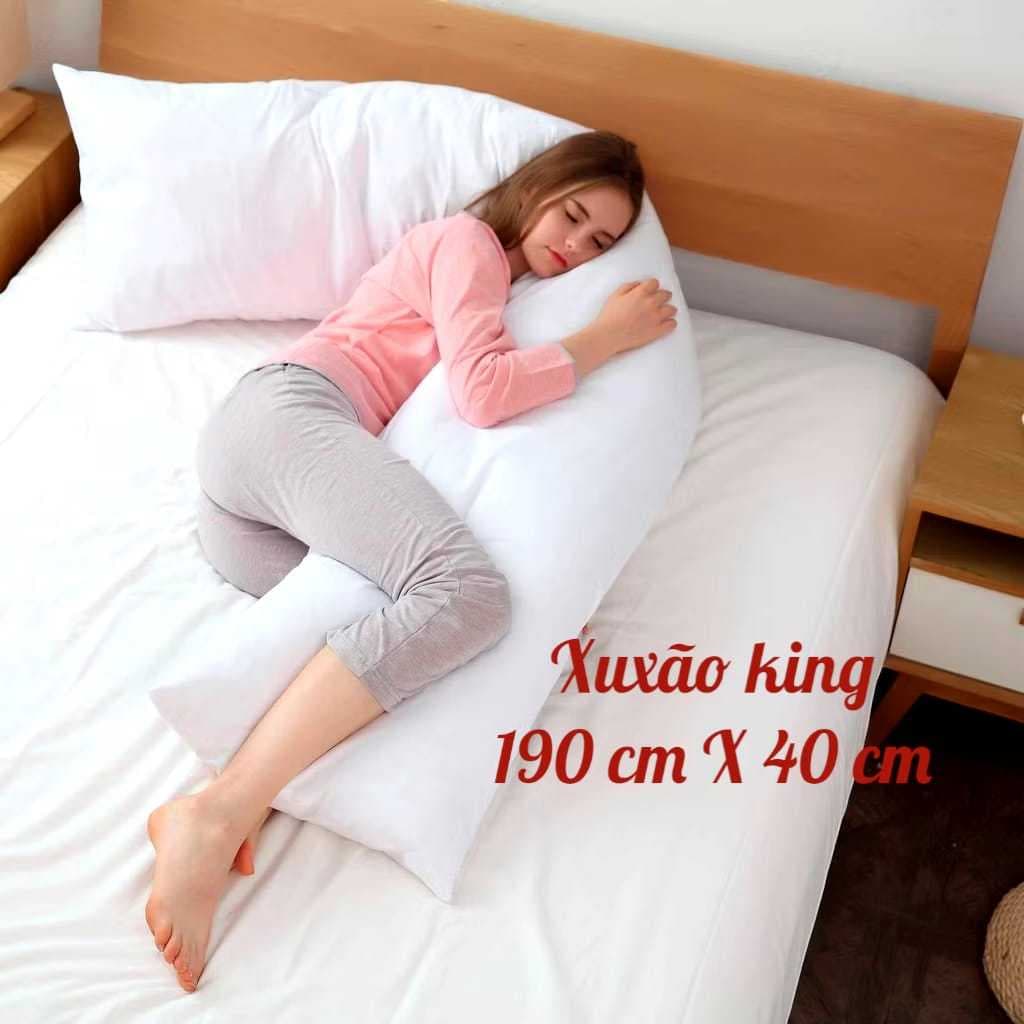Xuxão Travesseiro de Corpo SILICONE KING 1,90 X 0,40 + Fronha Lavável Com Zíper -Refil + Capa