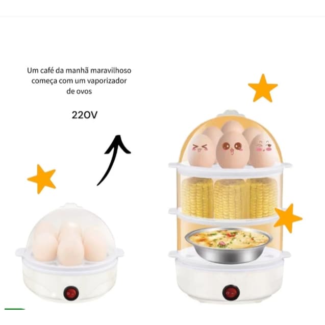 220V Cozedor Elétrico Multifuncional De Ovo Milho A Vapor Rápido De 1 e 3 Camada