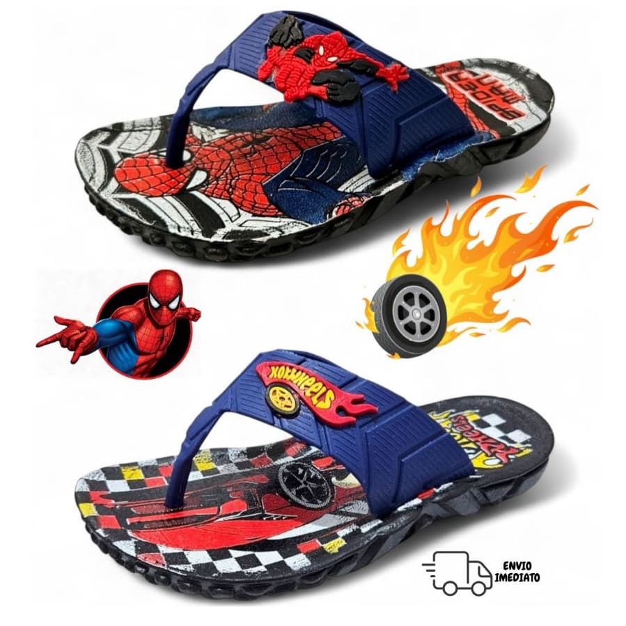 KIT 2 Pares Chinelo Infantil  de Dedo Tratorado Masculino Menino Confortável  Antiderrapante