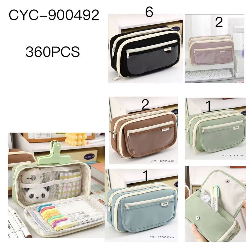 Novo Estojo Transparente Grande Capacidade para Alunos Escola ,com bolso na frente um fecho de click