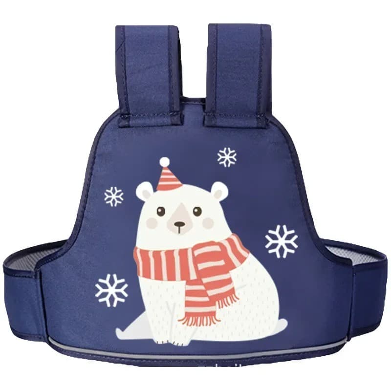 Colete Cinto Segurança Infantil Garupa Moto Motocicleta Bike Bicicleta Desenho Menino Azul Fofo Urso Ajustável Conforto