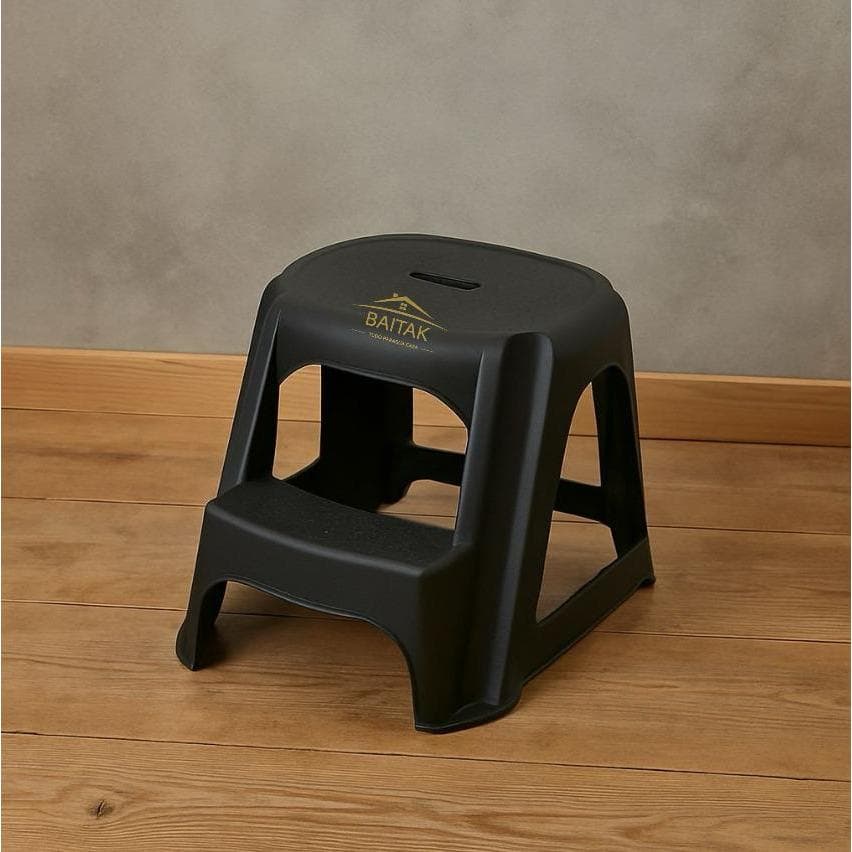 Banquinho com Degrau de Plástico Multiuso Preto - Poly Plast