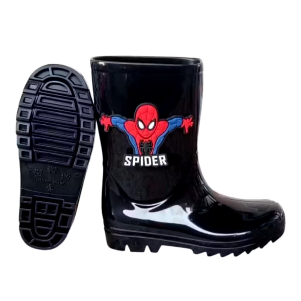 Galocha Bota Homem Aranha cano alto confortável impermeável infantil Menino