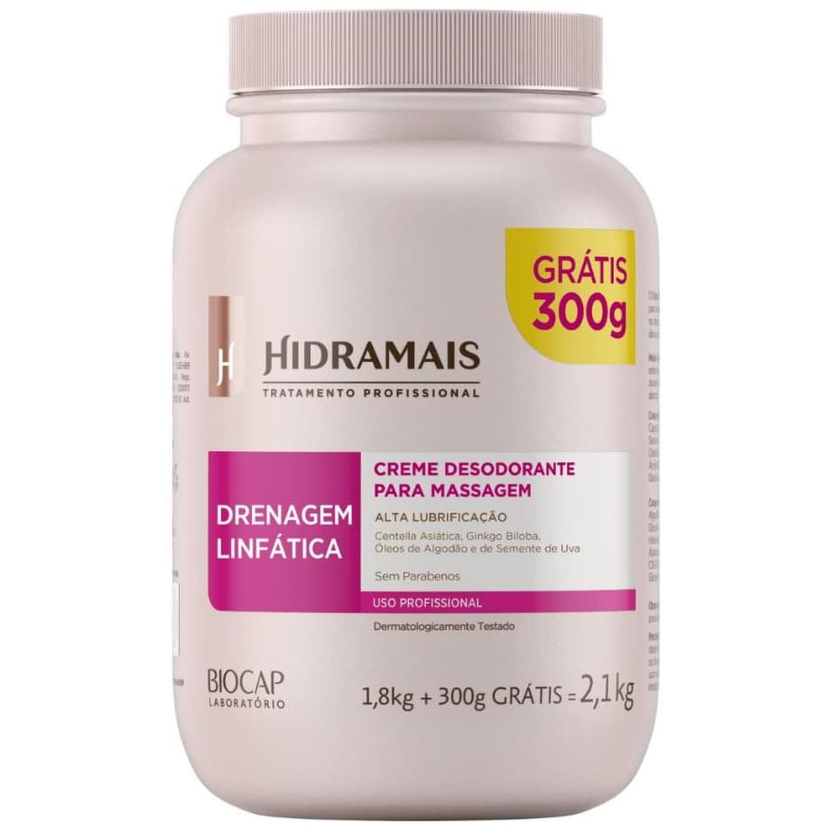 Creme Para Massagem Drenagem Linfática 2,1kg Hidramais