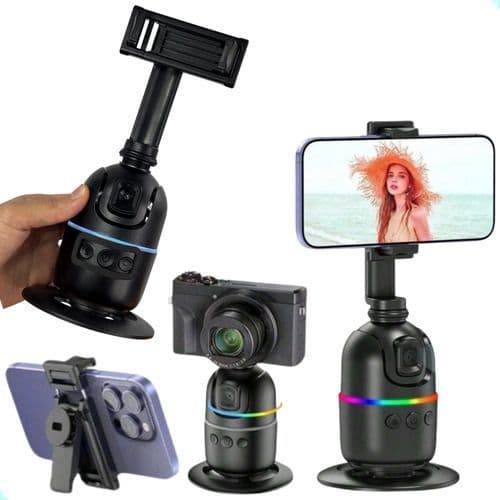 Suporte Gimbal Inteligente com Reconhecimento Facial, Rotação 360° e Base RGB MiniMen