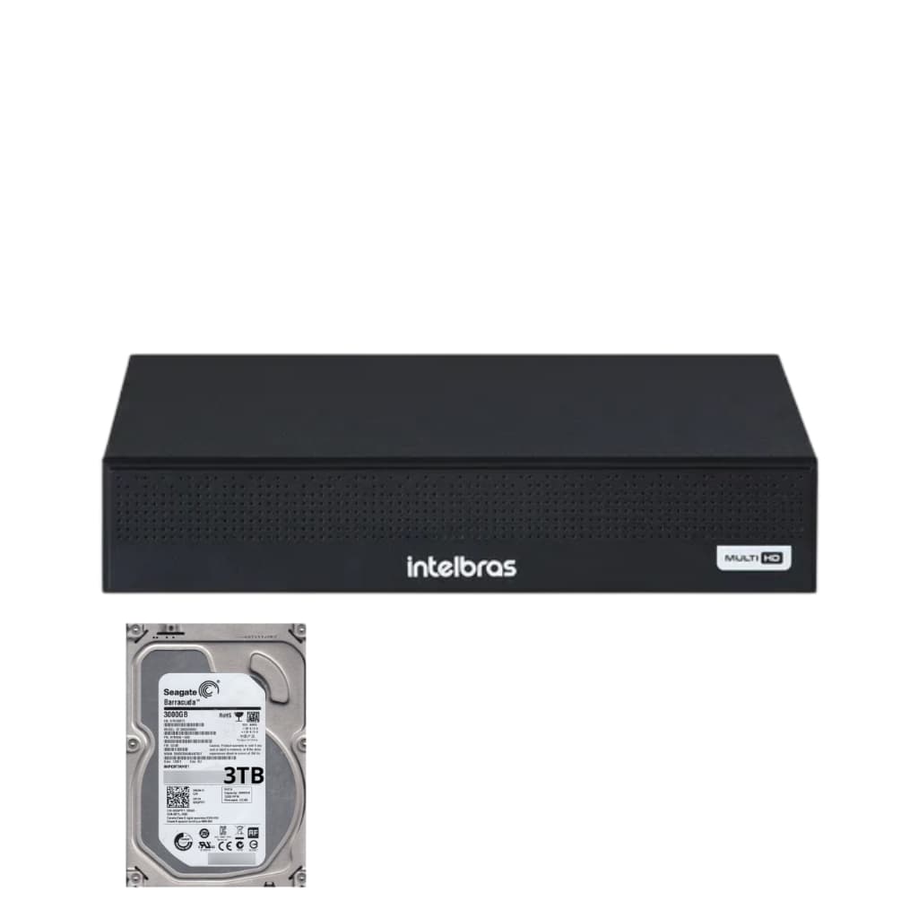 Dvr gravador INTELBRAS 4 canais Full hd + hd 3TB