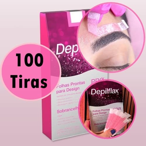 Kit 100 Tiras de Cera para Design de Sobrancelhas - Profissional Depilflax| Depilação Fácil em Casa