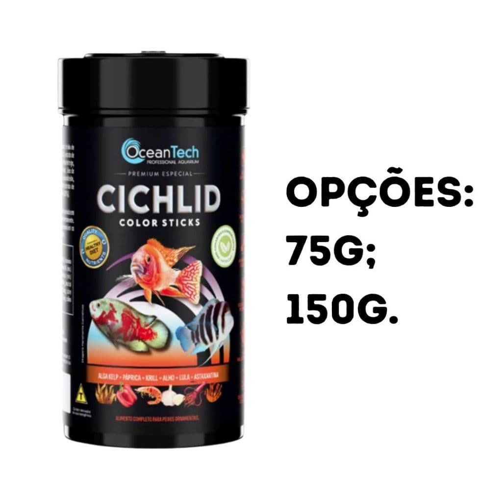 Ração Para Peixes Cichlid (Cíclideo) Sticks Ocean Tech