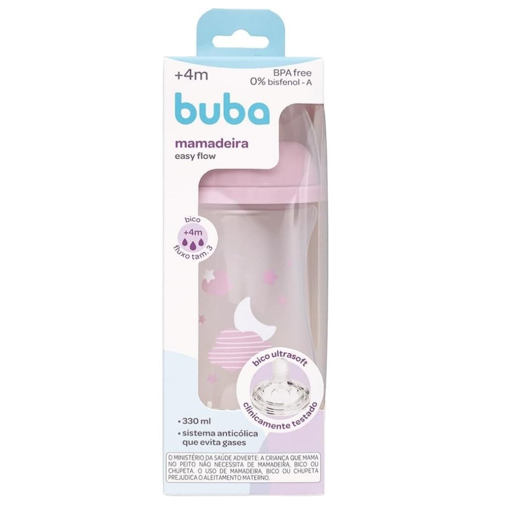 1un MAMADEIRA BUBA 330ML EASY FLOW NUVEM ROSA