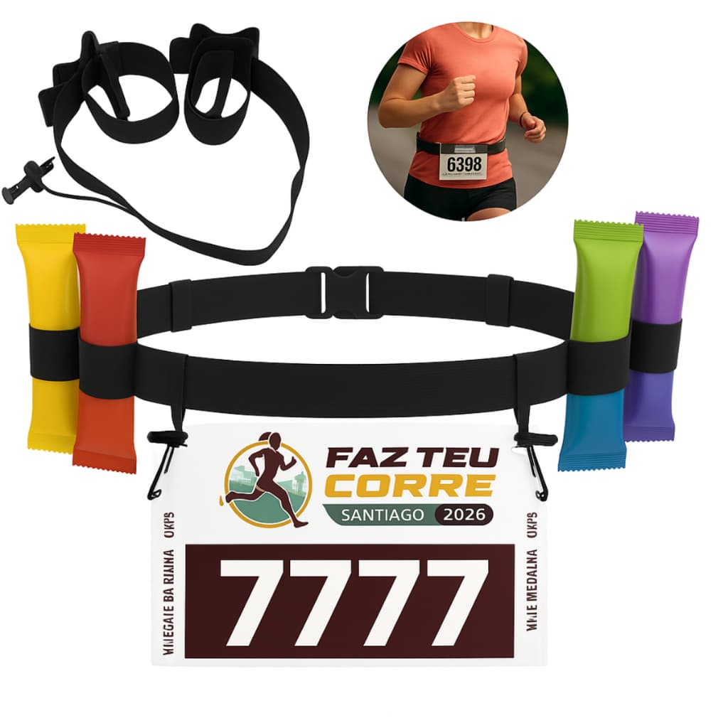 Cinto Porta Numero Para Corrida Triathlon Ciclismo Carbo Gel